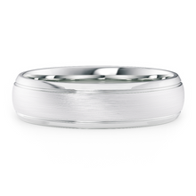 Load image into Gallery viewer, Semi-Domed Comfort Fit with Grooves and Brushed finish Unisex Wedding Ring in Gold or Plartinum