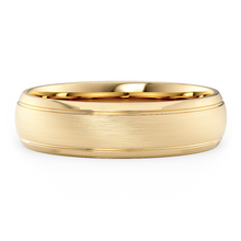 Load image into Gallery viewer, Semi-Domed Comfort Fit with Grooves and Brushed finish Unisex Wedding Ring in Gold or Plartinum