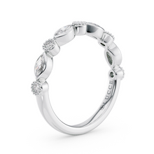 Load image into Gallery viewer, LUCCE Round and Marquise Diamond Wedding Ring with Bezel and Milgrain Setting in Gold or Platinum