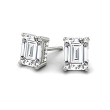 Load image into Gallery viewer, Emerald cut Diamond Earrings with Hidden Halo Philippines