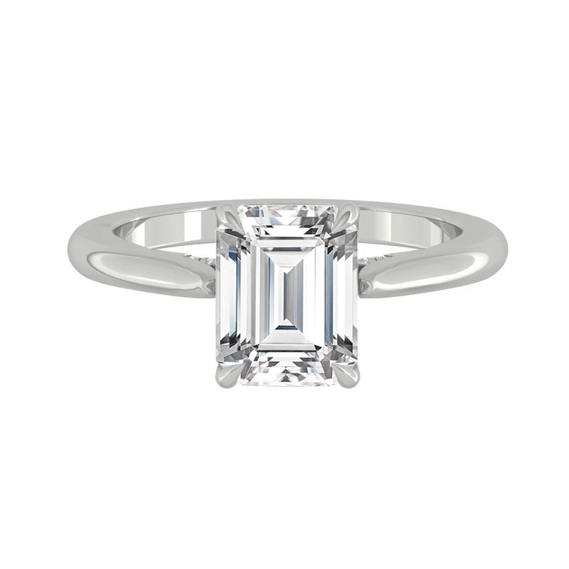 Emerald Diamond Engagement Ring with Cathedral Solitaire Gold Platinum band Philippines