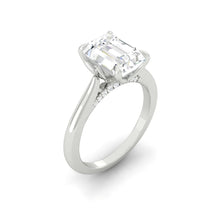 Load image into Gallery viewer, Emerald Diamond Engagement Ring with Cathedral Solitaire Gold Platinum band Philippines
