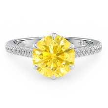 Load image into Gallery viewer, Lucce Azalea Pavé Round Sunburst Yellow Diamond