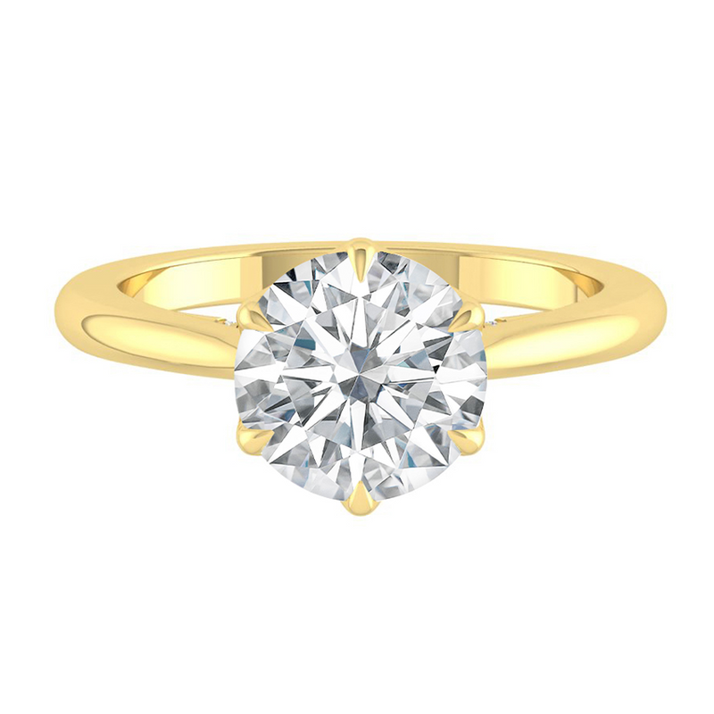 Lucce Azalea Round Lab Diamond 1.09ct D VVS2 Id IGI 18K Yellow Gold