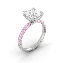 Load image into Gallery viewer, Cushion Moissanite Engagement Ring with Pink Diamond Tri Row Band Philippines
