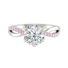 Load image into Gallery viewer, Moissanite Engagement Ring with Pink Diamond Band in the Philippines