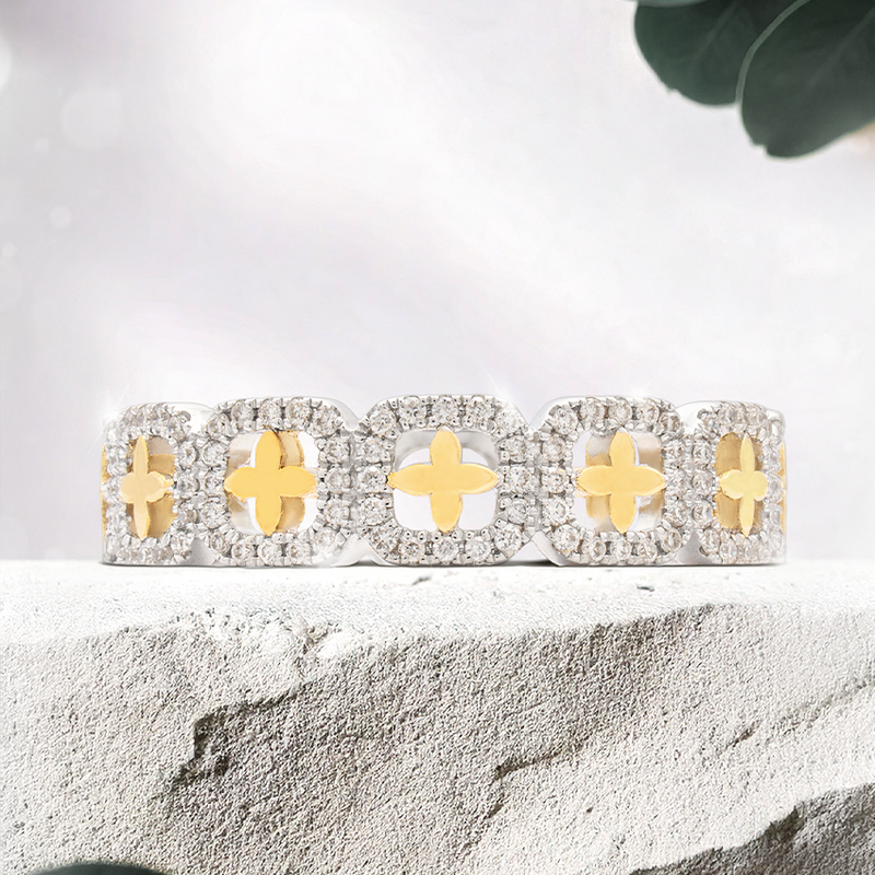 Lucce Constance Elle Polished 0.48 CTW Lab Diamond 18K White/Yellow Gold