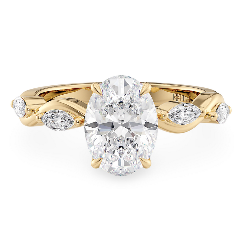 Constance Petal Oval Engagement Ring with Lab or Natural Diamond and marquise accents in Gold or Platinum
Lucce, Manila, Philippines