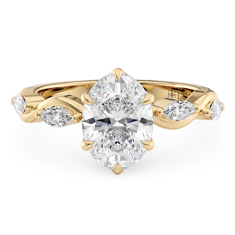 Constance Petal Oval Engagement Ring with Lab or Natural Diamond and marquise accents in Gold or Platinum
Lucce, Manila, Philippines