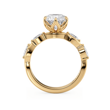 Load image into Gallery viewer, Constance Petal Round Engagement Ring with Lab or Natural Diamond and marquise accents in Gold or Platinum
Lucce, Manila, Philippines