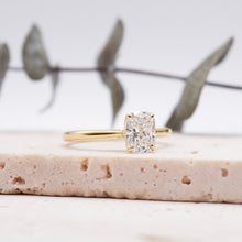 Load image into Gallery viewer, Radiant Diamond Engagement Ring with Cathedral Solitaire Gold Platinum band Philippines