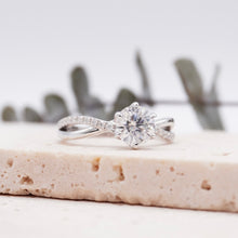 Load image into Gallery viewer, Round Lab Natural Diamond Engagement Ring with Infinity Gold Platinum band Philippines