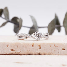 Load image into Gallery viewer, Round Lab Natural Diamond Engagement Ring with Infinity Gold Platinum band Philippines