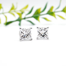 Load image into Gallery viewer, Princess cut Diamond Earrings with Hidden Halo Philippines