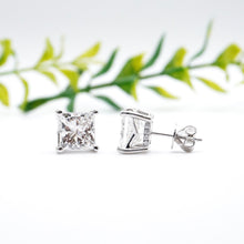 Load image into Gallery viewer, Princess cut Diamond Earrings with Hidden Halo Philippines