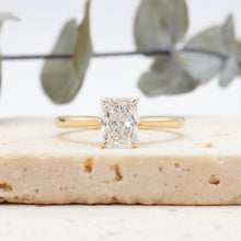 Load image into Gallery viewer, Radiant Diamond Engagement Ring with Cathedral Solitaire Gold Platinum band Philippines