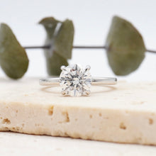 Load image into Gallery viewer, Round Solitaire Diamond Engagement ring with Gold or Platinum band and petals Manila Philippines