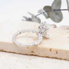 Load image into Gallery viewer, Pear Diamond Engagement Ring with Marquise and Round Accent Band with Petal Prong in Gold or Platinum, Manila Philippines