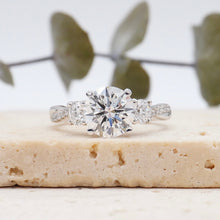 Load image into Gallery viewer, Trio Diamond Engagement Ring with Pave Twisting Gold Platinum band Philippines