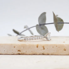 Load image into Gallery viewer, Princess Diamond Engagement ring with Pave Gold or Platinum band and petals Manila Philippines