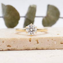 Load image into Gallery viewer, Round Solitaire Diamond Engagement ring with Gold or Platinum band and petals Manila Philippines