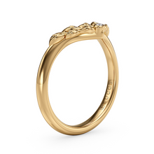 Load image into Gallery viewer, LUCCE Chevron Carved Leaves with Round Diamond Wedding Ring in Gold or Platinum