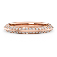Load image into Gallery viewer, LUCCE Knife Edge Pave Diamond Half Eternity Wedding Ring in Gold or Platinum