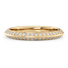 Load image into Gallery viewer, LUCCE Knife Edge Pave Diamond Half Eternity Wedding Ring in Gold or Platinum