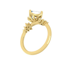 Load image into Gallery viewer, Princess Diamond Cluster Engagement ring with Petal Prongs in Gold or Platinum, Manila Philippines