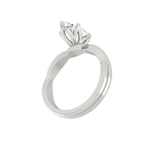 Load image into Gallery viewer, Marquise Lab Natural Diamond Engagement Ring with Twisting Gold Platinum band Philippines