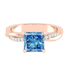 Load image into Gallery viewer, Princess Blue Diamond Engagement Ring Wedding Rings Band Gold Jewelry Moissanite Manila Philippines
