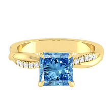 Load image into Gallery viewer, Princess Blue Diamond Engagement Ring Wedding Rings Band Gold Jewelry Moissanite Manila Philippines
