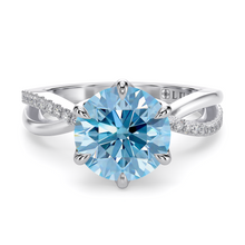 Load image into Gallery viewer, Fiore Sei Round Ocean Blue Diamond Platinum
