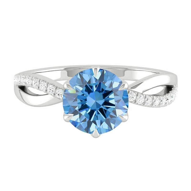 Blue Diamond Engagement Ring with Pave Infinity Gold Platinum band Philippines