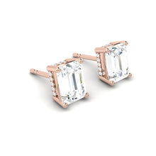 Load image into Gallery viewer, Emerald cut Diamond Earrings with Hidden Halo Philippines