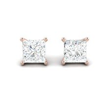 Load image into Gallery viewer, Princess cut Diamond Earrings with Hidden Halo Philippines