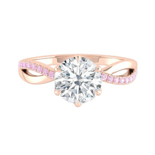 Load image into Gallery viewer, Moissanite Engagement Ring with Pink Diamond Band in the Philippines