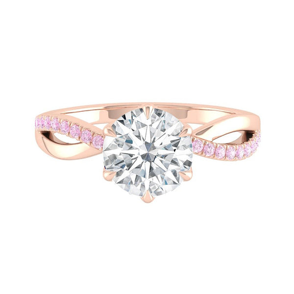 Lucce Fiore Sei Rosé Round Moissanite