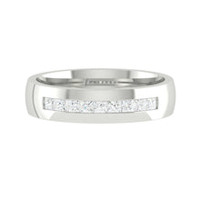 Load image into Gallery viewer, Domed White Gold Wedding ring for Men with Princess Cut Diamond Stones
