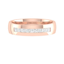 Load image into Gallery viewer, Domed Rose Gold Wedding Wring for Men with Princess Cut Diamond Stones