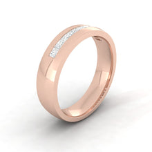 Load image into Gallery viewer, Domed Rose Gold Wedding Wring for Men with Princess Cut Diamond Stones