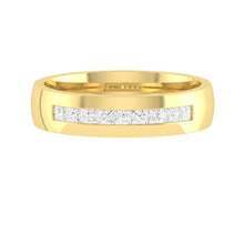 Load image into Gallery viewer, Domed Yellow Gold Wedding Wring for Men with Princess Cut Diamond Stones