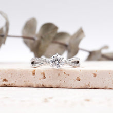 Load image into Gallery viewer, Round Lab Natural Diamond Engagement Ring with Infinity Gold Platinum band Philippines