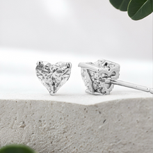 Load image into Gallery viewer, Lucce Kaela Heart Earrings Natural Diamond 1.08ctw (1.00ctw F VS2 GIA Center Stones) Platinum