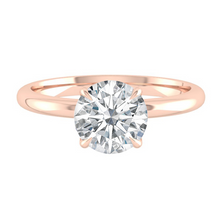 Load image into Gallery viewer, Round Solitaire Diamond Engagement ring with Gold or Platinum band and petals Manila Philippines