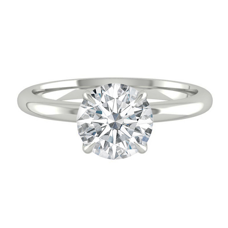 Round Solitaire Diamond Engagement ring with Gold or Platinum band and petals Manila Philippines