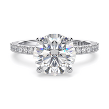 Load image into Gallery viewer, LUCCE LUCIA™ Pavé 4-Prong Round Celeste Moissanite 1.00ct 14K White Gold