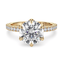 Load image into Gallery viewer, LUCCE LUCIA™ Pavé 6-Prong Round 1.02ct Lab Diamond D VVS2 Id IGI 14K Yellow Gold