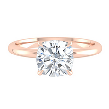 Load image into Gallery viewer, Cushion Solitaire Diamond Engagement ring with Gold or Platinum band and petals Manila Philippines