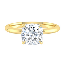 Load image into Gallery viewer, Cushion Solitaire Diamond Engagement ring with Gold or Platinum band and petals Manila Philippines